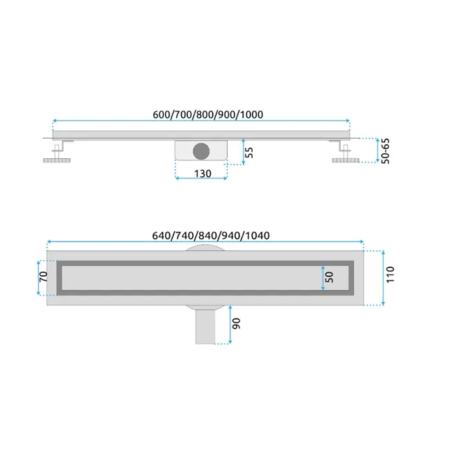 REA Zwarte douchegoot - 90 cm - Roestvrij staal - Nano Flex coating - 360 graden draaibare sifon