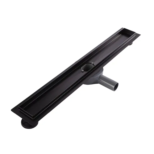 REA Zwarte douchegoot - 90 cm - Roestvrij staal - Nano Flex coating - 360 graden draaibare sifon