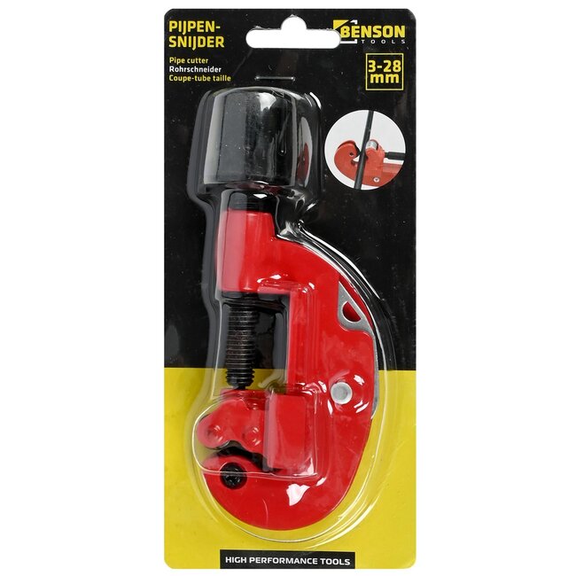 Benson Pijpensnijder - Hardmetaal - Ø 3-28 mm - Inclusief pijpfrees - Rood