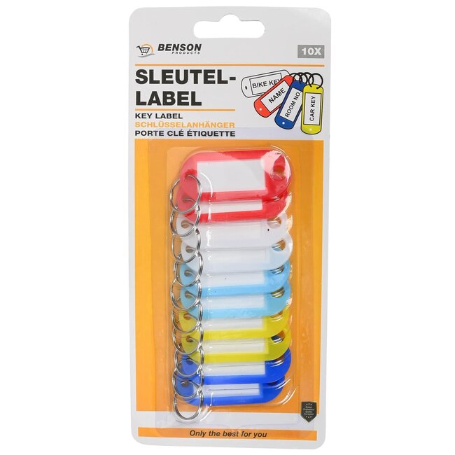 Benson Sleutellabels - Kunststof - Beschrijfbaar - Assorti - 10 stuks