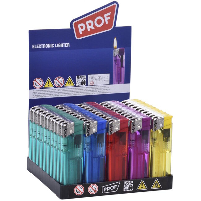 Prof Moderne gasaansteker - navulbaar - kinderbeveiliging - 18 gram - diverse kleuren