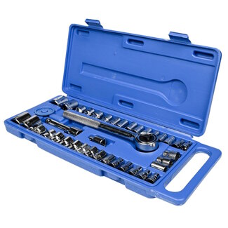Benson 40-delige doppendoos - metrisch en inch - verchroomde zeskant doppen - compact