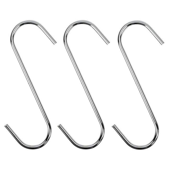 Benson Set van 3 S-haken - chroom - 100 mm - duurzaam metaal