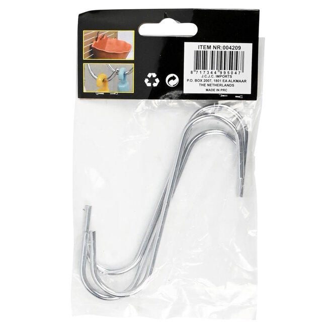 Benson Set van 3 S-haken - chroom - 100 mm - duurzaam metaal