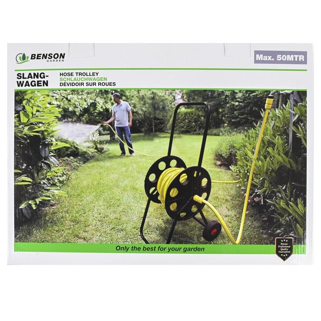 Benson Tuinslanghaspel - Haspelwagen - 45 meter - Anti-kink - Verrijdbaar - Metalen frame
