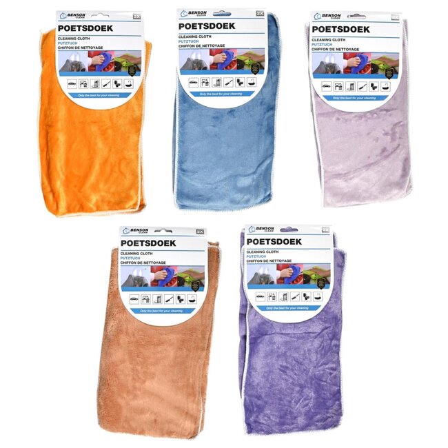 Benson Multifunctionele microfiber poetsdoeken - set van 2 - diverse kleuren
