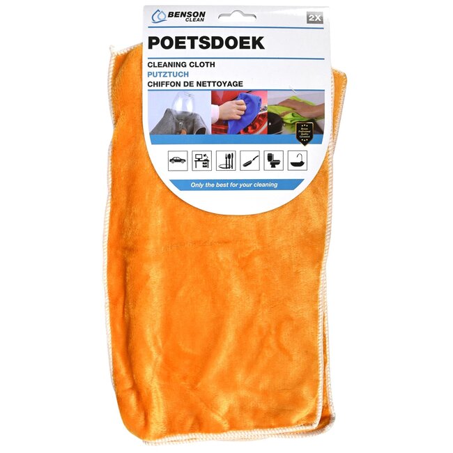 Benson Multifunctionele microfiber poetsdoeken - set van 2 - diverse kleuren