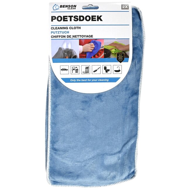 Benson Multifunctionele microfiber poetsdoeken - set van 2 - diverse kleuren