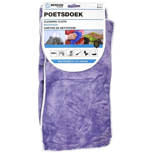 Benson Multifunctionele microfiber poetsdoeken - set van 2 - diverse kleuren