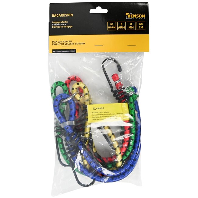 Benson 8-armige bagagespin - 60 cm - Ø 8 mm - kleurrijk - rekbaar tot 50%