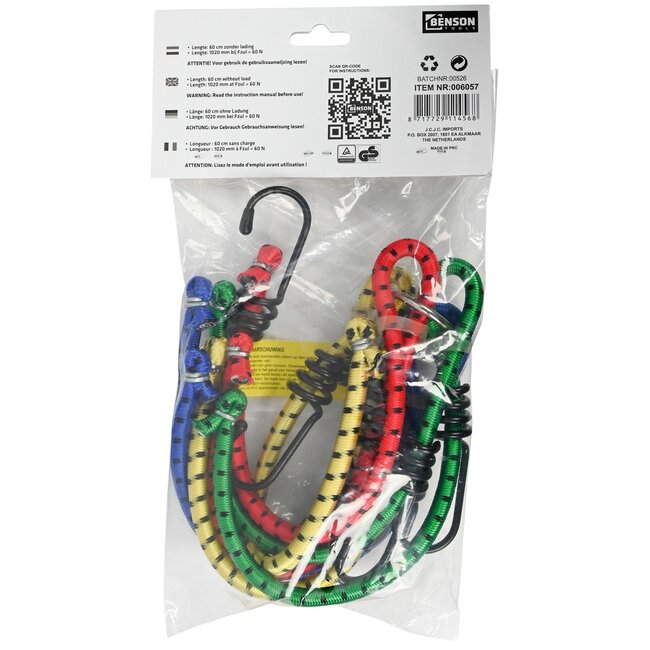 Benson 8-armige bagagespin - 60 cm - Ø 8 mm - kleurrijk - rekbaar tot 50%
