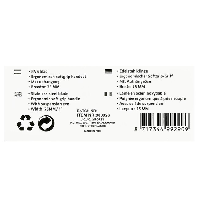 Benson Plamuurmes - Soft Grip - Afgeronde Vorm - RVS - 2,54 cm