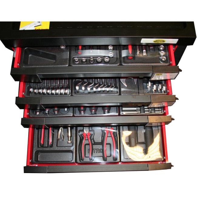 Benson Gevulde gereedschapswagen - 542 delig - 7 laden - afsluitbaar - met werkblad en wielen