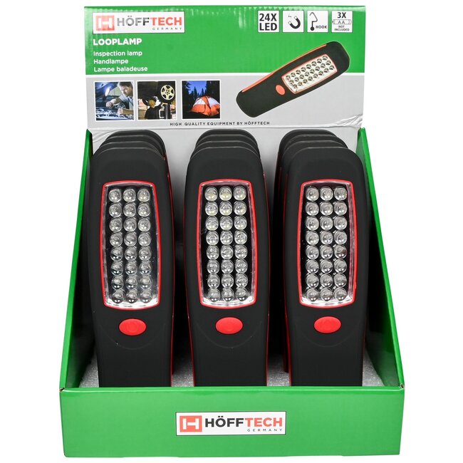 Hofftech Looplamp - 24 LED's - Magnetische houder - 360° draaibare haak - Spatwaterdicht