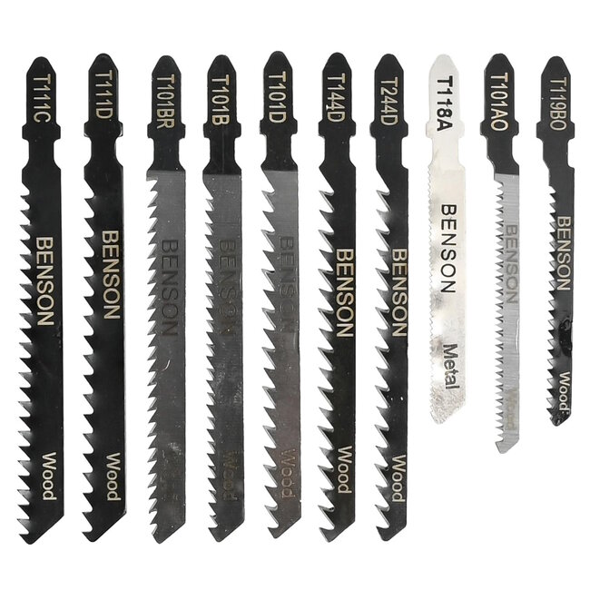 Benson Universele decoupeerzaagbladen - T-schacht - hout en metaal - 10-delig