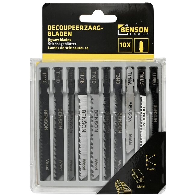 Benson Universele decoupeerzaagbladen - T-schacht - hout en metaal - 10-delig