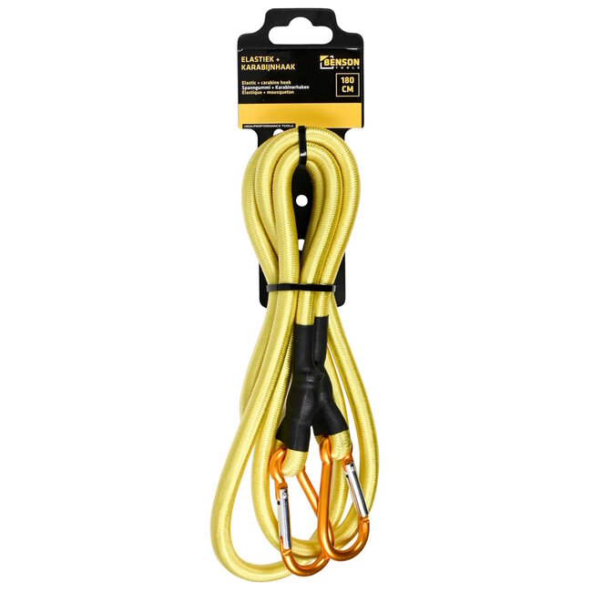 Benson Elastiek met karabijnhaak - 180 cm - 10 mm dik - Voor veelzijdig gebruik