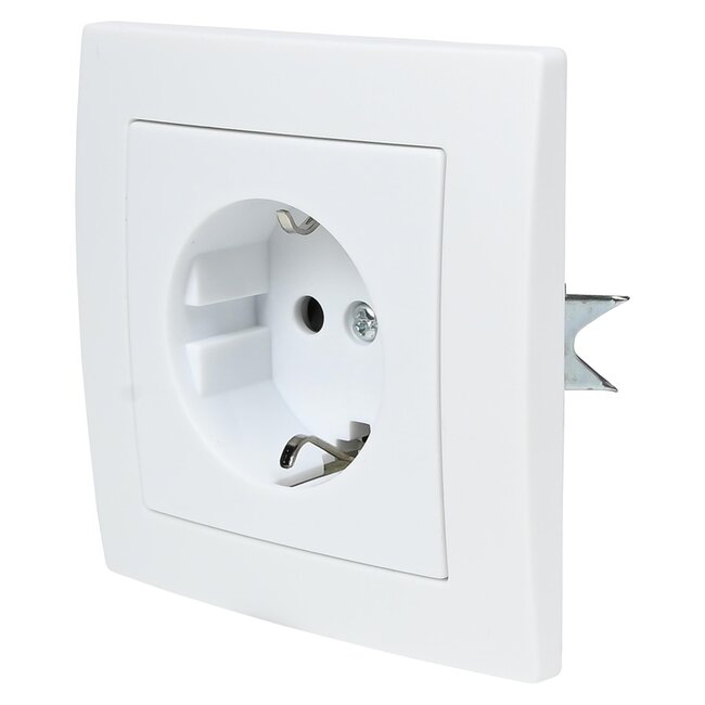 Benson Inbouw stopcontact - randaarde - strak design - wit