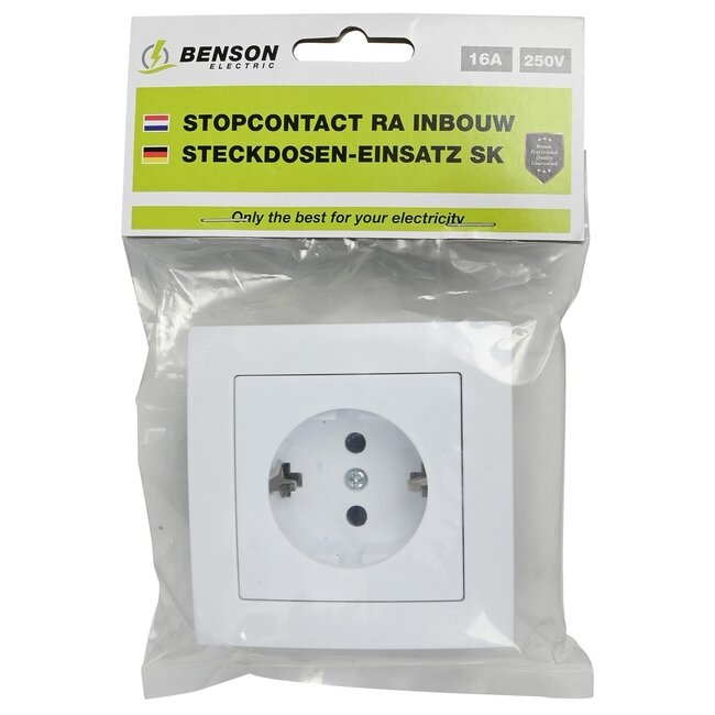 Benson Inbouw stopcontact - randaarde - strak design - wit