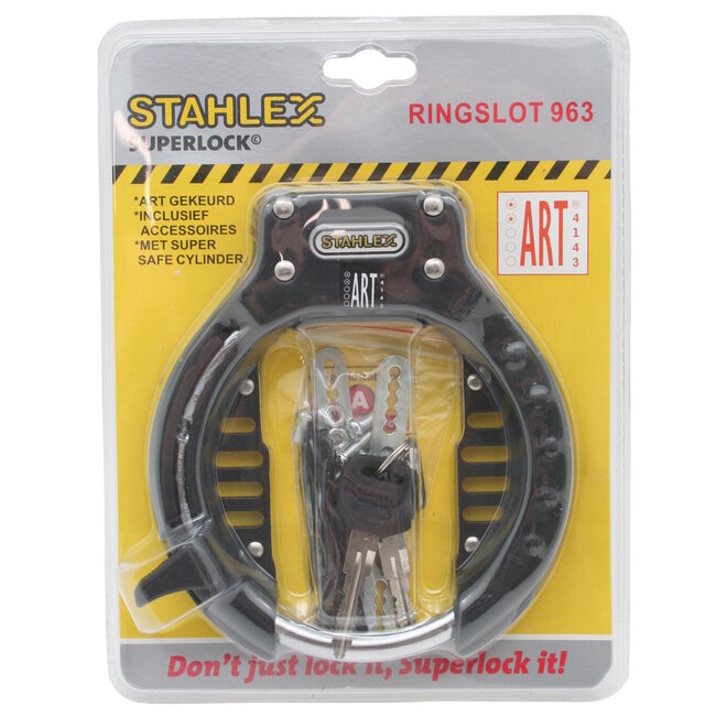 Stahlex Ringslot - ART-gecertificeerd - SuperSafe© cilinder - Ø 10 mm - zwart - inclusief 2 sleutels