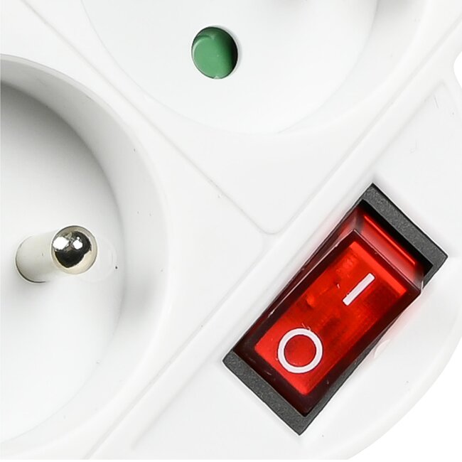 Benson Verloopstekker - Splitter 2-weg met pen aarde en schakelaar - 2300W - Wit - Binnengebruik