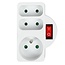 Benson Verloopstekker - 3-weg splitter met pen aarde - België & Frankrijk - 2300W - wit