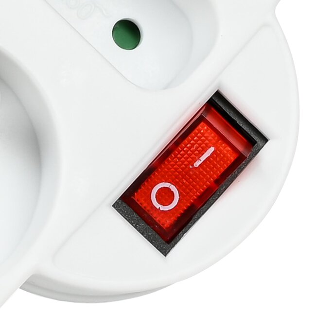 Benson Verloopstekker - 3-weg splitter met pen aarde - België & Frankrijk - 2300W - wit