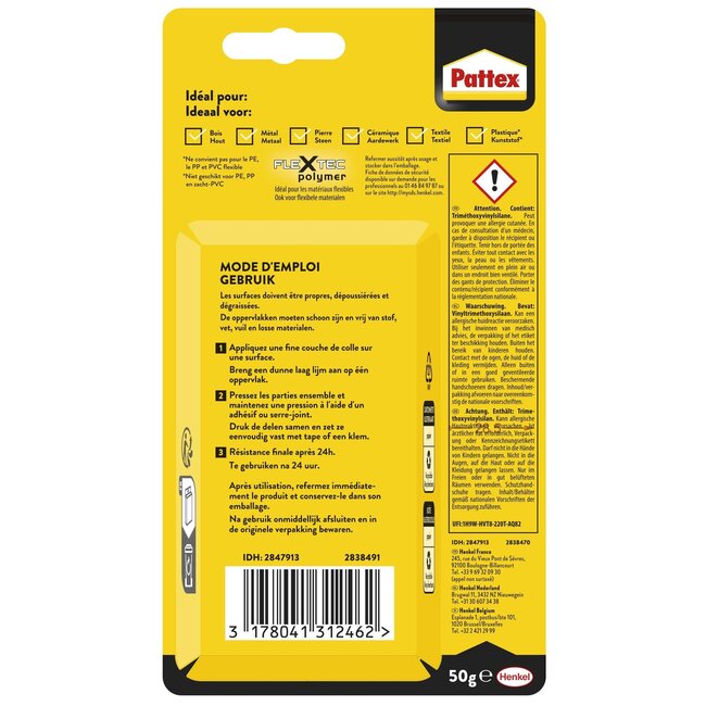Pattex Alles-in-één lijm - Transparant - Flexibel - Waterproof - 50 gram