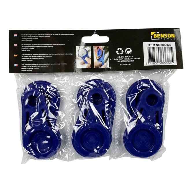 Benson Weerbestendige zeilclips - set van 6 - duurzaam kunststof - zwart - 82 x 45 mm