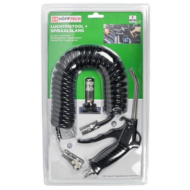 Hofftech Luchtpistool met spiraalslang - 5 meter - 13 kg/cm² - ergonomisch ontwerp