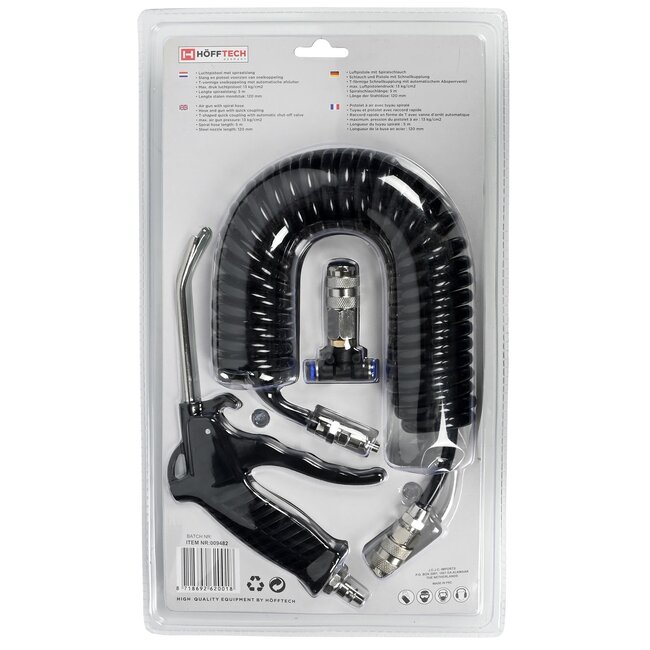 Hofftech Luchtpistool met spiraalslang - 5 meter - 13 kg/cm² - ergonomisch ontwerp