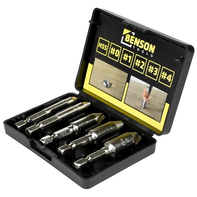 Benson Schroefverwijderaar set - HSS4241 - Inclusief opbergdoosje - 5-delig