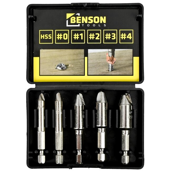 Benson Schroefverwijderaar set - HSS4241 - Inclusief opbergdoosje - 5-delig