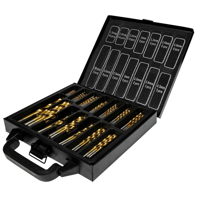 Hofftech 101-delige borenset - titanium coating - geschikt voor metaal, kunststof en hout - inclusief opbergcassette