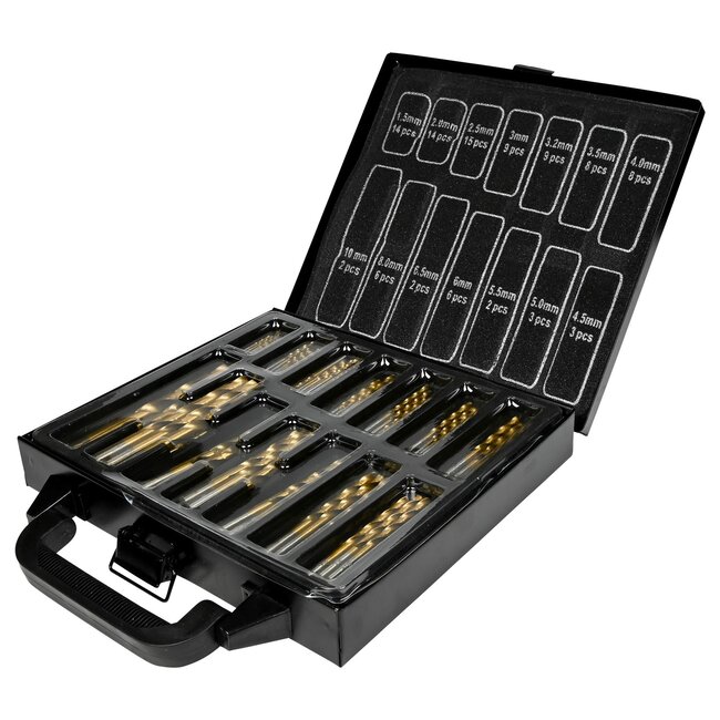 Hofftech 101-delige borenset - titanium coating - geschikt voor metaal, kunststof en hout - inclusief opbergcassette