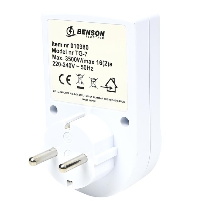Benson Mechanische tijdklok - compact - 3500 watt - kinderbeveiliging - 96 schakelingen per dag