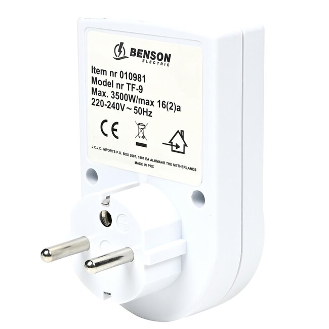 Benson Mechanische tijdklok - Mini - 3500 W - 96 schakelmomenten - Kinderbeveiliging