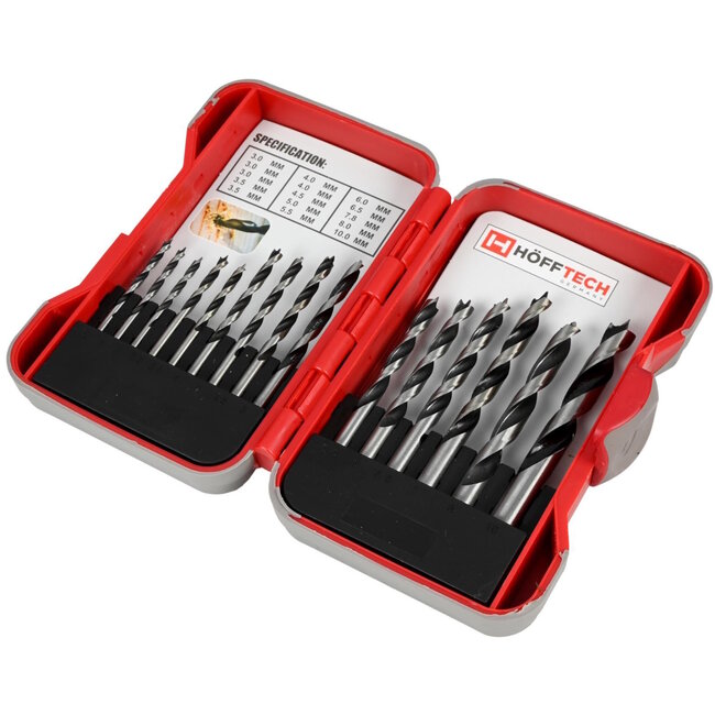 Hofftech Boorcassette hout - 15-delig - maten 3-10 mm - veelzijdig en compleet