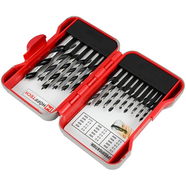 Hofftech Boorcassette hout - 15-delig - maten 3-10 mm - veelzijdig en compleet