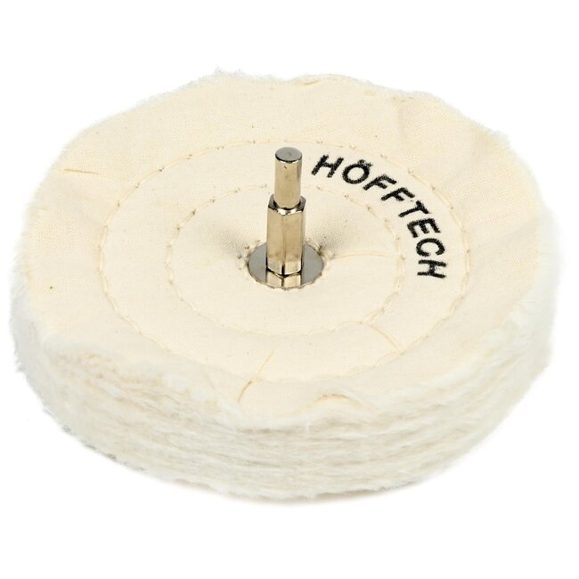 Hofftech Polijstschijf katoen - Ø 125 x 22 mm - wit - 6 mm stift - voor hout en metaal