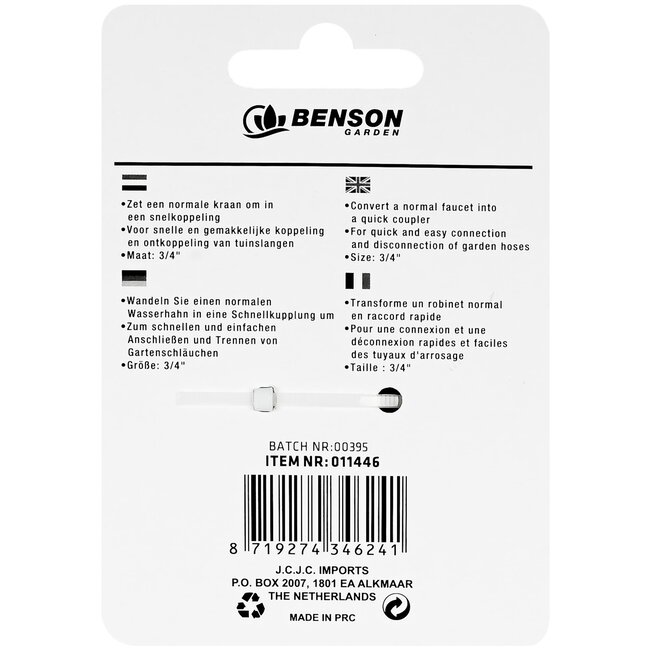 Benson Kraanstuk - Messing - Lekvrij - Roestvrij - 18 mm