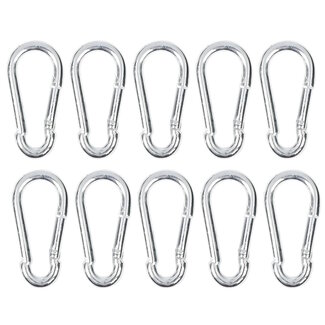 Benson Karabijnhaken set - Ø 6 x 60 mm - zilver - 10 stuks