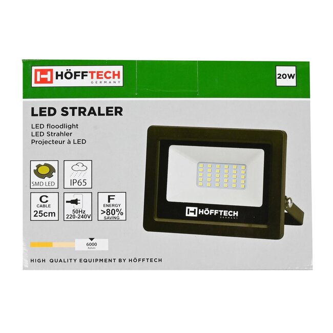Hofftech LED bouwlamp - 20W - IP65 - 1400 lumen - 6000K - aluminium behuizing