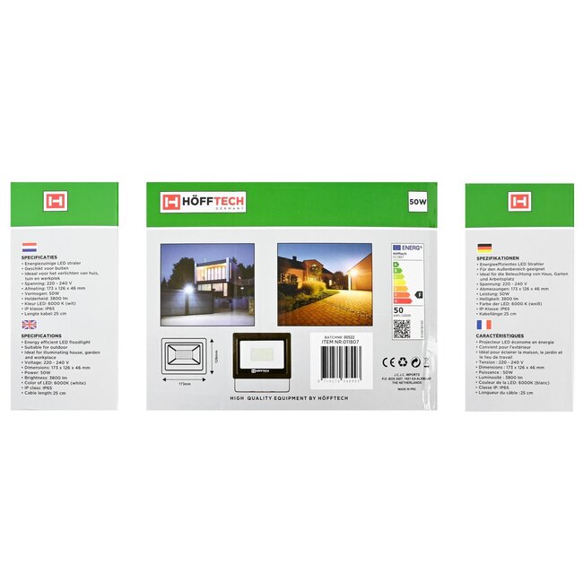 Hofftech 50W LED bouwlamp - energiezuinig - IP65 - 3500 lumen - 6000K