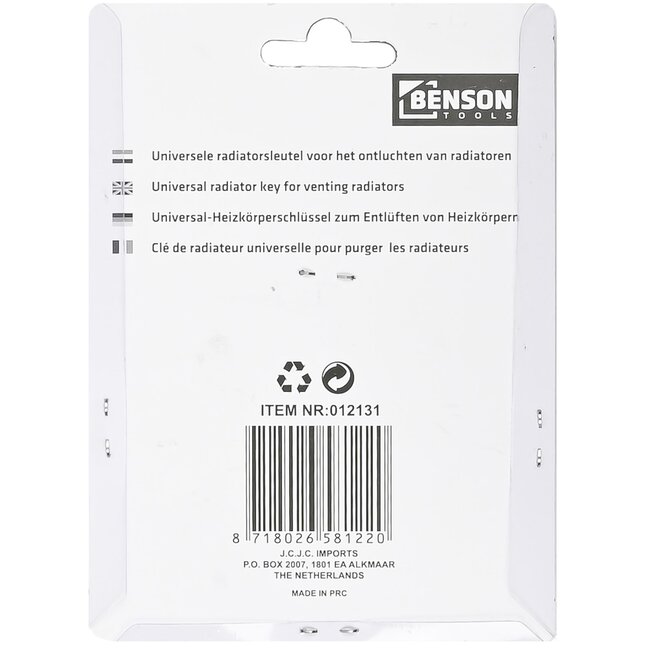 Benson Radiator ontluchtingssleutels - messing - corrosiebestendig - set van 2