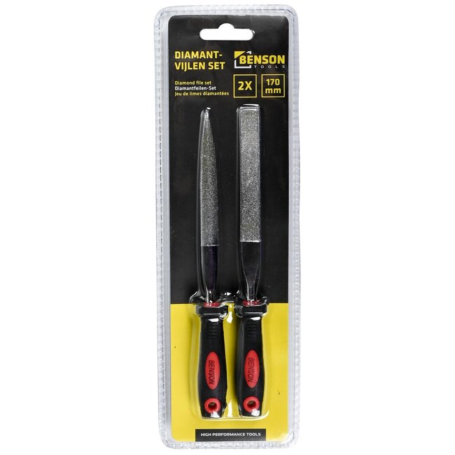 Benson Diamantvijl set - halfrond en plat - 120 grid - 170 mm - 2-delig