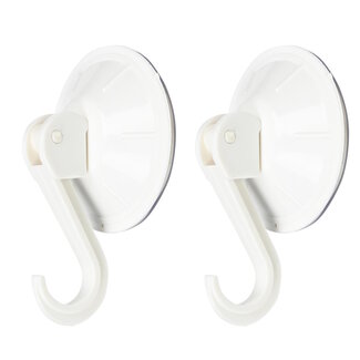 Benson Zuignap met haak - kunststof - wit - Ø 55 mm - set van 2
