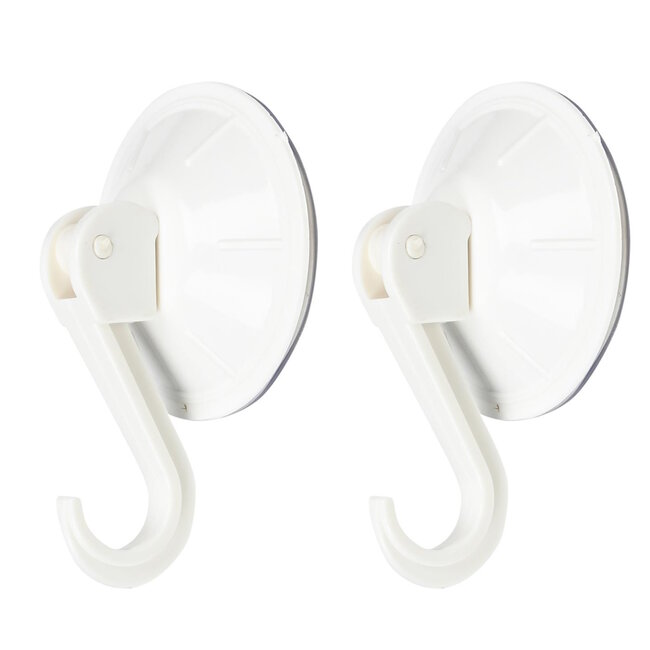Benson Zuignap met haak - kunststof - wit - Ø 55 mm - set van 2
