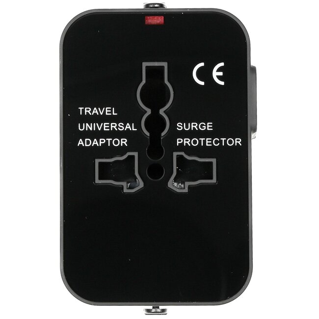 Benson Internationale reisadapter - 2 USB-poorten - 1 stekkeraansluiting - zwart - geschikt voor 150 landen