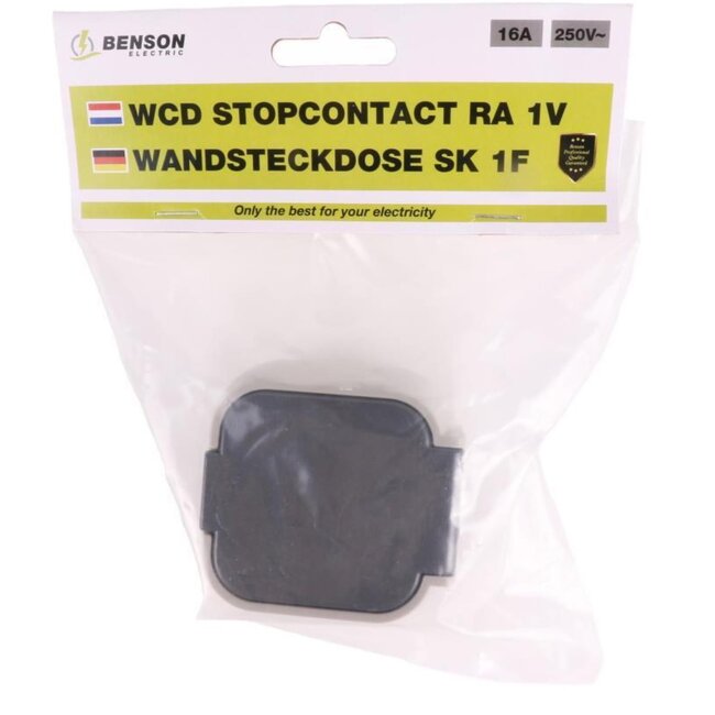 Benson Wandcontactdoos - Opbouw - Waterdicht - IP54 - 16A - Grijs/Antraciet